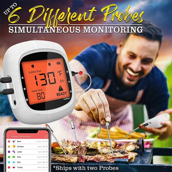 Multi Probe Wireless Thermometer with Sensor for Grill