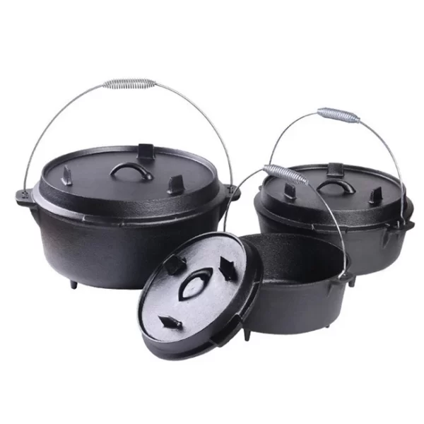 Multi-function kitchen cast iron pan pot set non stick cookware set cooking thick iron cast deep pan with lid - Image 6