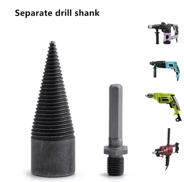 Drill peice for splitting firewood