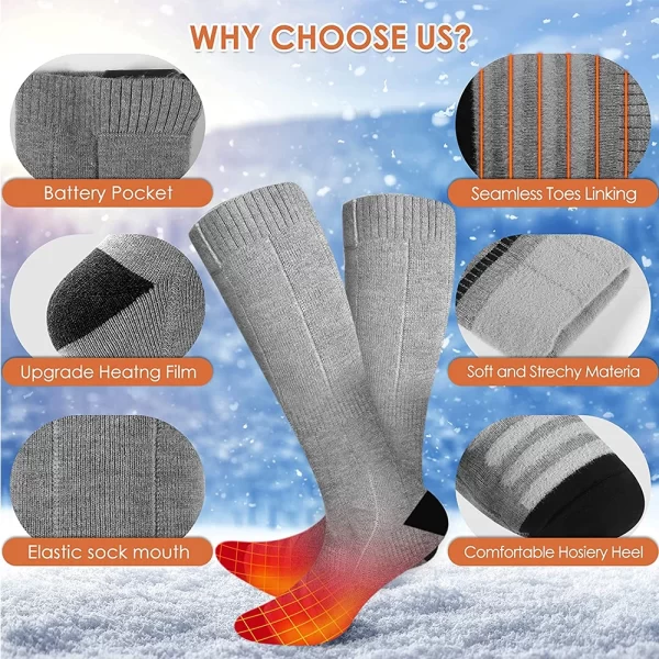 Thick Winter Outdoor Ski Rechargeable Battery Unisex Electric Socks Battery Thermal Self Heated Socks