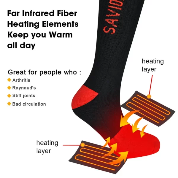 Battery Rechargeable Cotton Electric Winter Heated Socks - Image 2