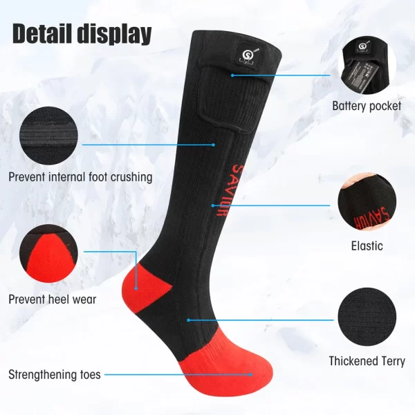 Battery Rechargeable Cotton Electric Winter Heated Socks - Image 5