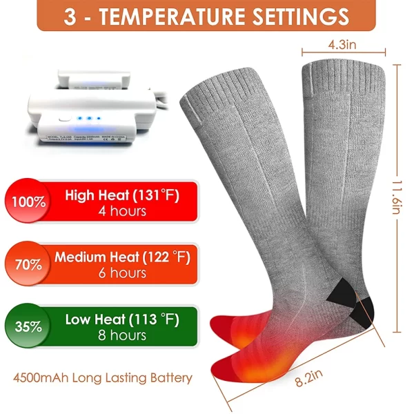 Thick Winter Outdoor Ski Rechargeable Battery Unisex Electric Socks Battery Thermal Self Heated Socks - Image 2