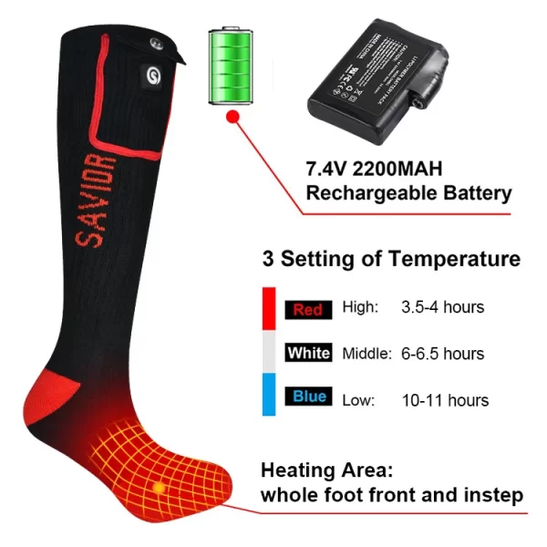 Battery Rechargeable Cotton Electric Winter Heated Socks - Image 4