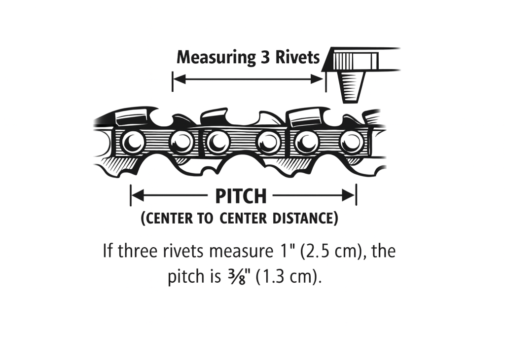 How to measure chainsaw chain pitch